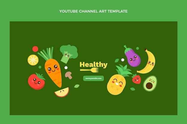 Diseño plano comida sana canal de youtube arte