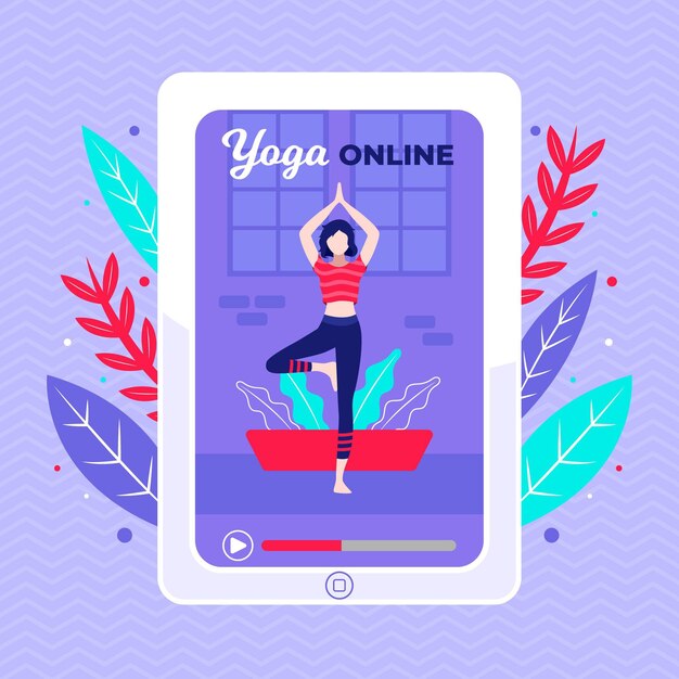 Diseño plano de concepto de clase de yoga en línea