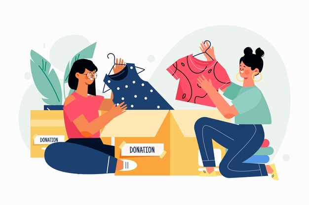 Diseño plano del concepto de donación de ropa