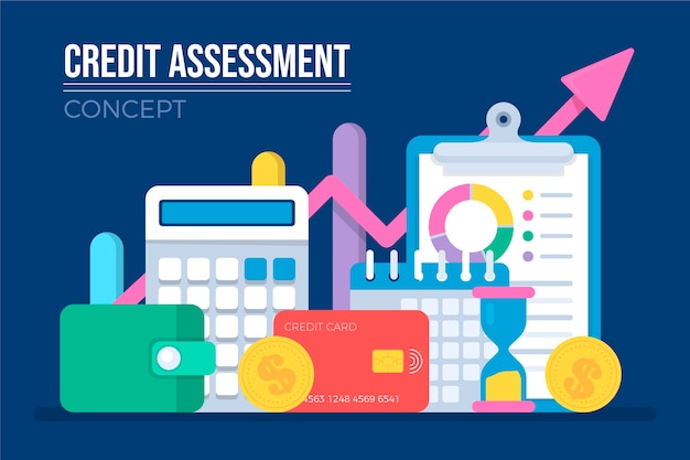 Diseño plano del concepto de evaluación de crédito