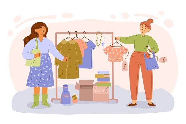 Diseño plano del concepto de mercado de pulgas