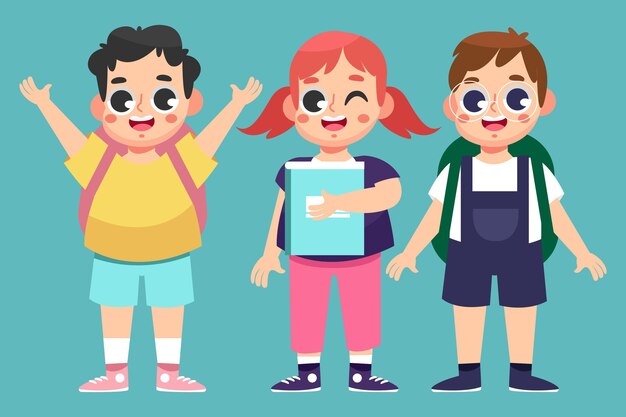 Diseño plano concepto de regreso a la escuela para niños