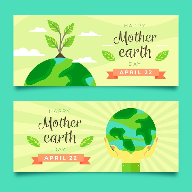 Diseño plano conjunto de banner del día de la madre tierra