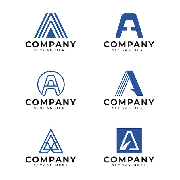 Diseño plano de un conjunto de plantillas de logotipo