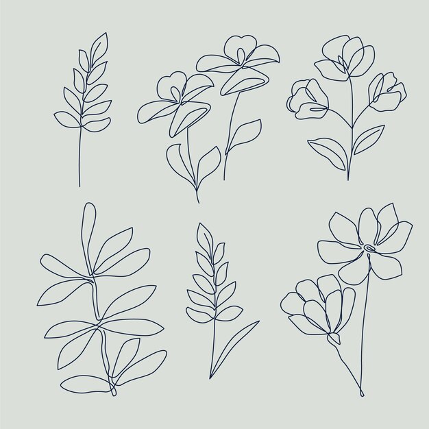 Diseño plano con contornos simples de flores
