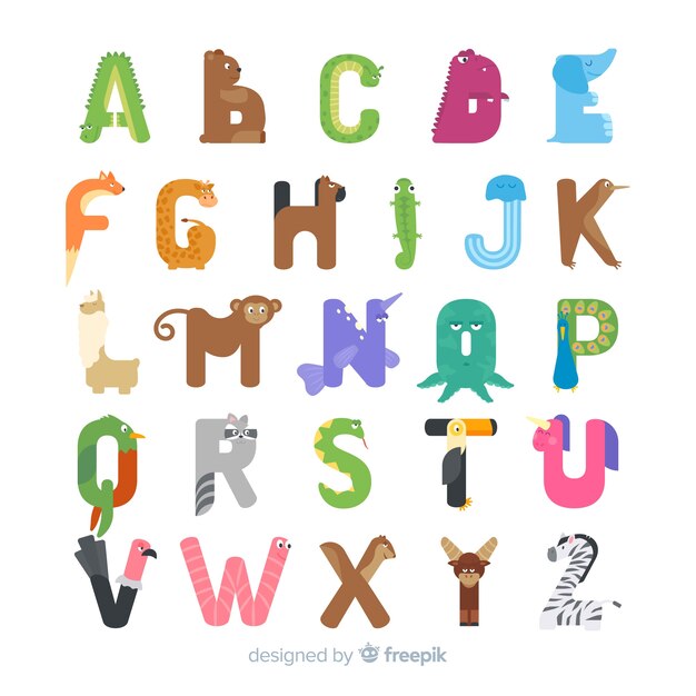 Diseño plano creativo alfabeto animal