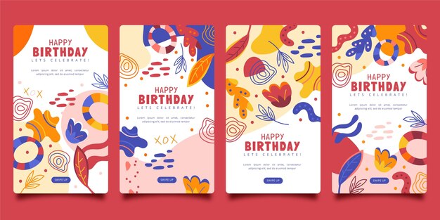 Diseño plano de cumpleaños de historias de insta.