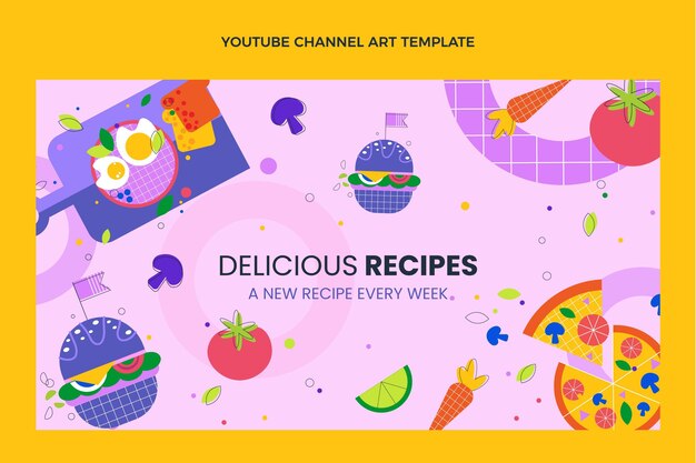 Diseño plano deliciosas recetas del canal de youtube.