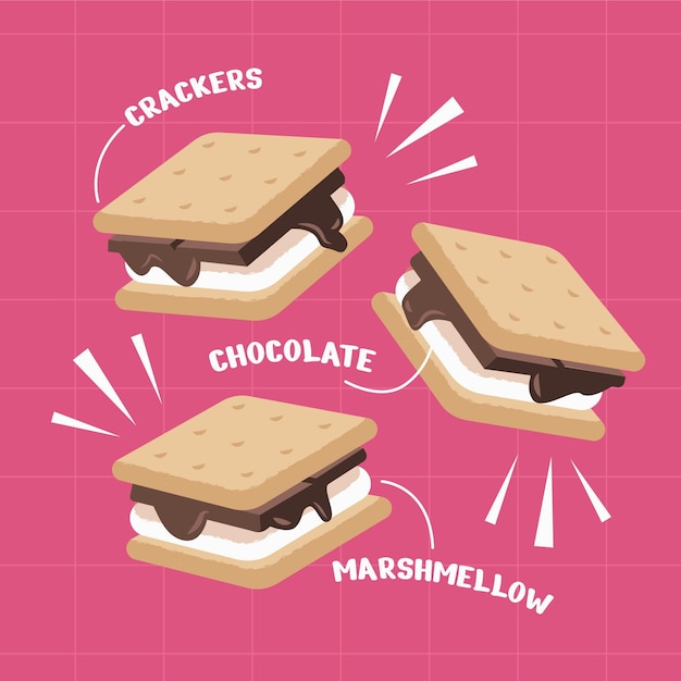 Vector gratuito diseño plano delicioso s'more ilustración