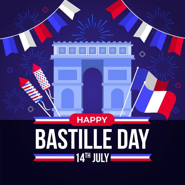 Diseño plano día de la bastilla