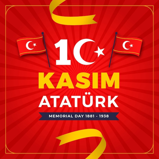 Diseño plano día conmemorativo de ataturk