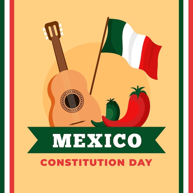 Diseño plano día de la constitución de méxico