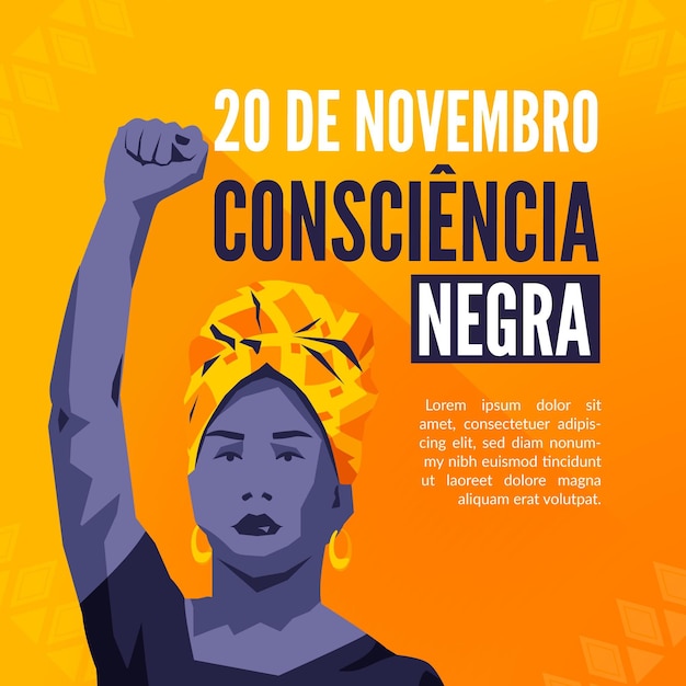 Diseño plano dia da consciencia negra