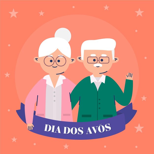 Diseño plano dia dos avós ilustración