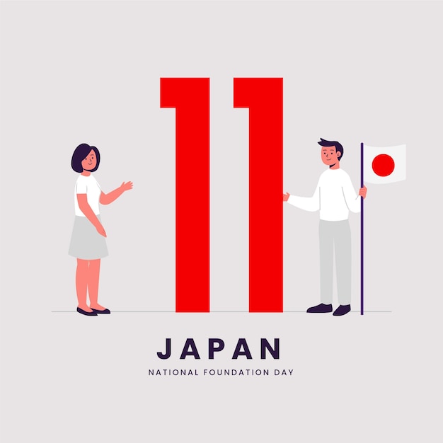 Diseño plano día de la fundación japón pareja