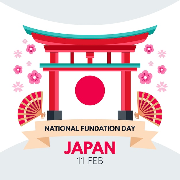 Vector gratuito diseño plano del día de la fundación de japón