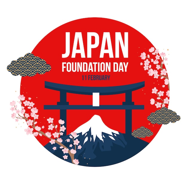 Vector gratuito diseño plano del día de la fundación de japón