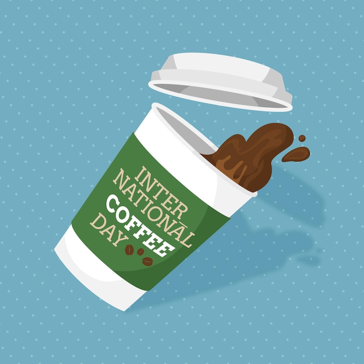 Vector gratuito diseño plano día internacional del café.