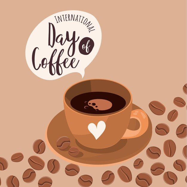 Diseño plano día internacional del café.