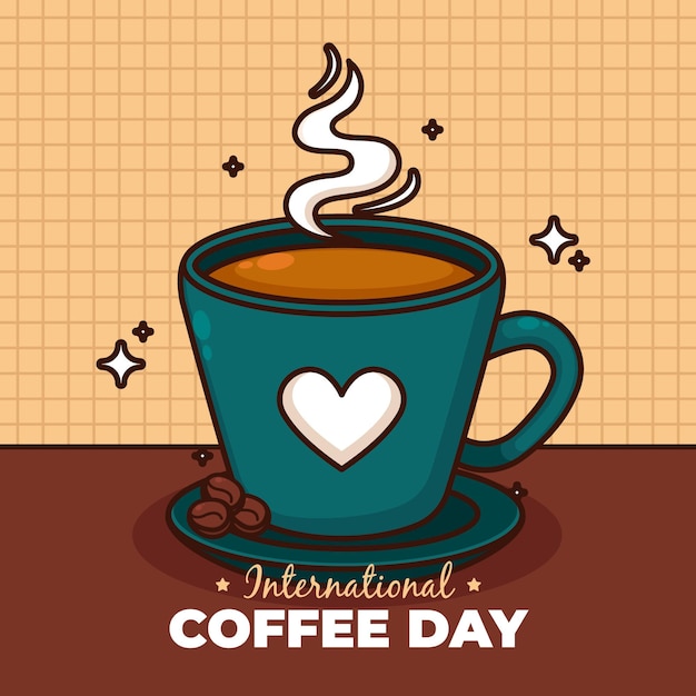 Diseño plano día internacional del café.