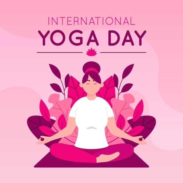 Vector gratuito diseño plano día internacional del concepto de yoga