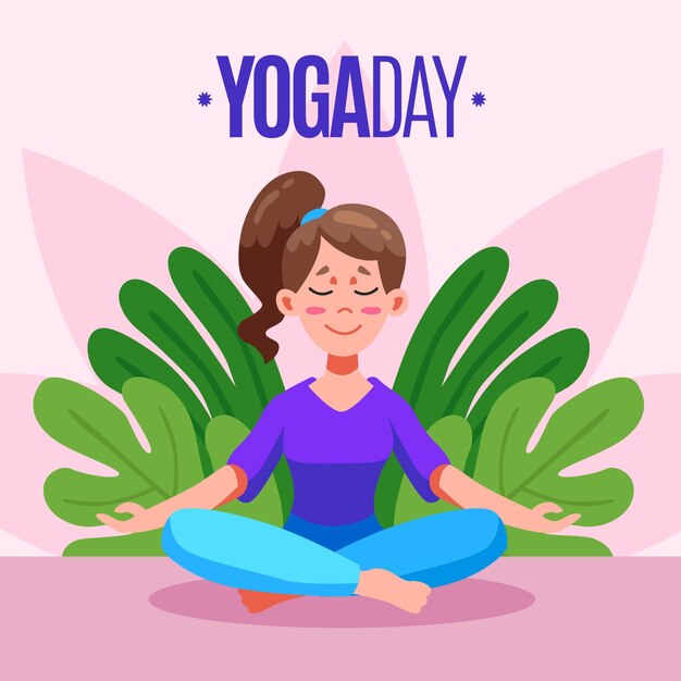 Diseño plano día internacional del concepto de yoga