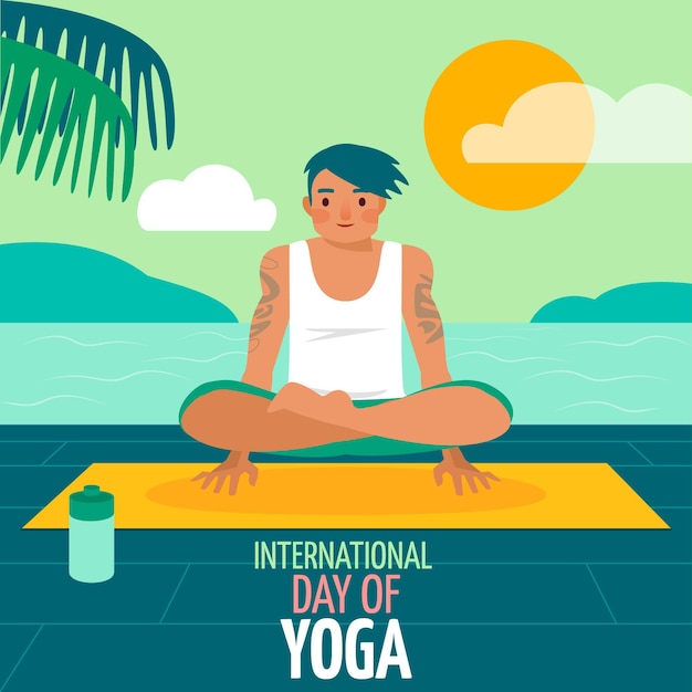 Vector gratuito diseño plano día internacional del concepto de yoga