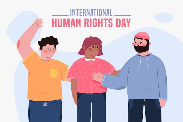 Vector gratuito diseño plano día internacional de los derechos humanos con personas.