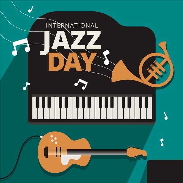 Diseño plano día internacional del jazz