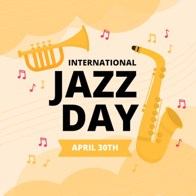 Vector gratuito diseño plano día internacional del jazz