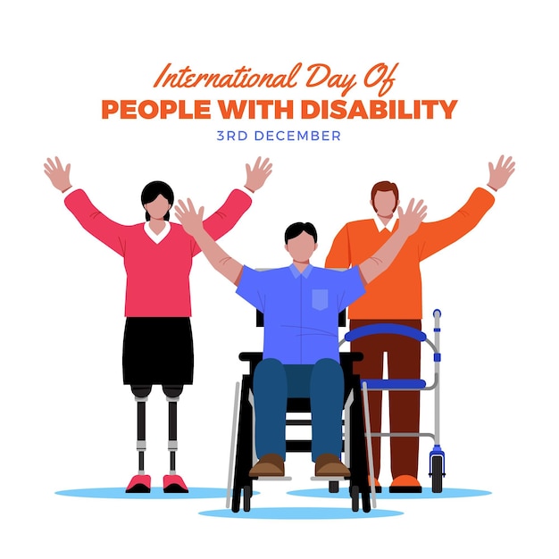 Vector gratuito diseño plano día internacional de las personas con discapacidad.