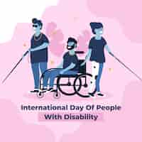 Vector gratuito diseño plano día internacional de las personas con discapacidad.