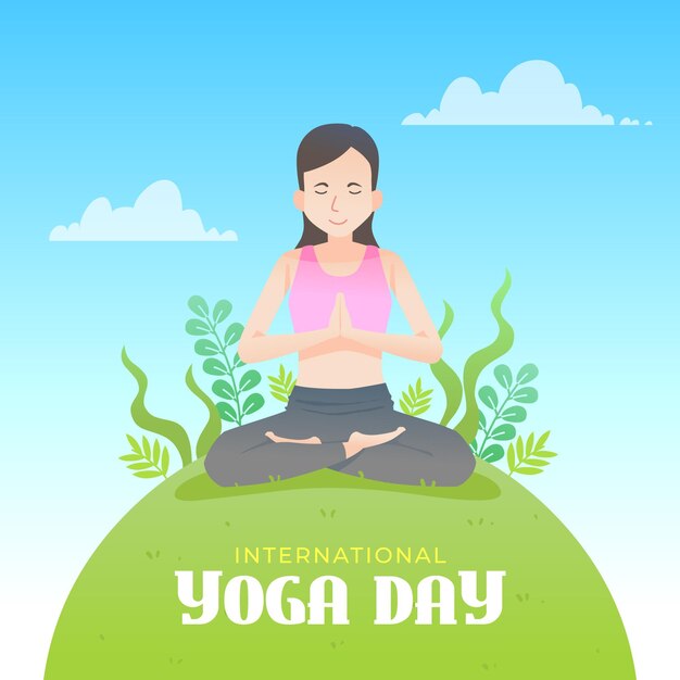 Diseño plano día internacional del yoga