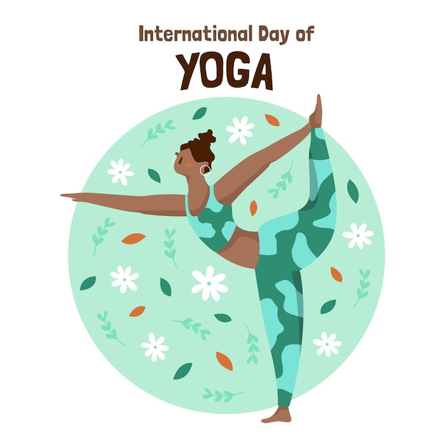 Diseño plano día internacional del yoga