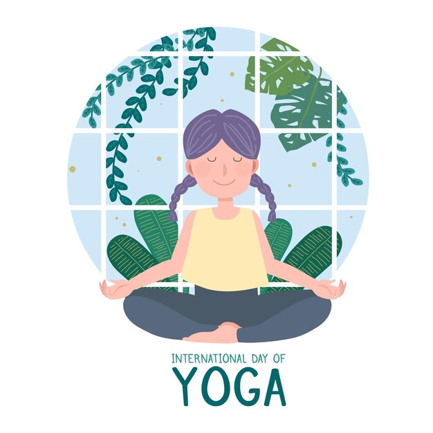 Diseño plano día internacional del yoga