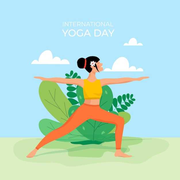 Diseño plano día internacional del yoga