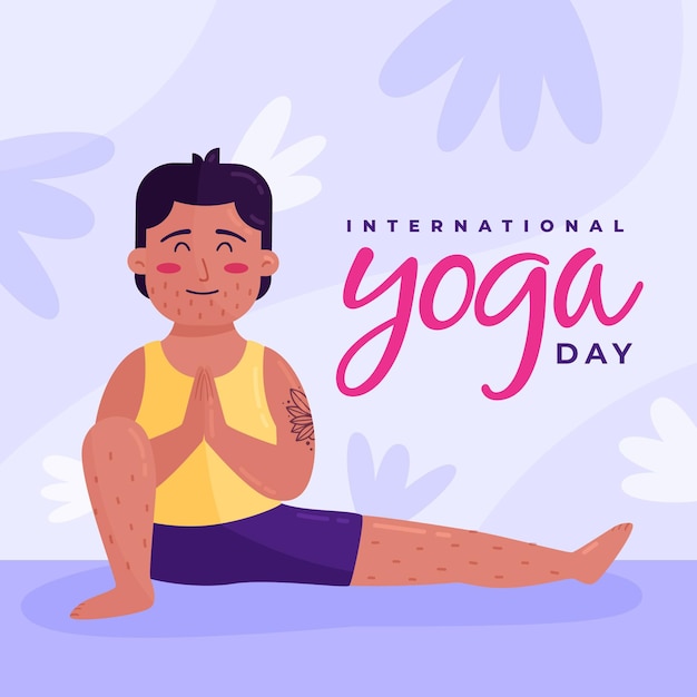 Vector gratuito diseño plano día internacional del yoga