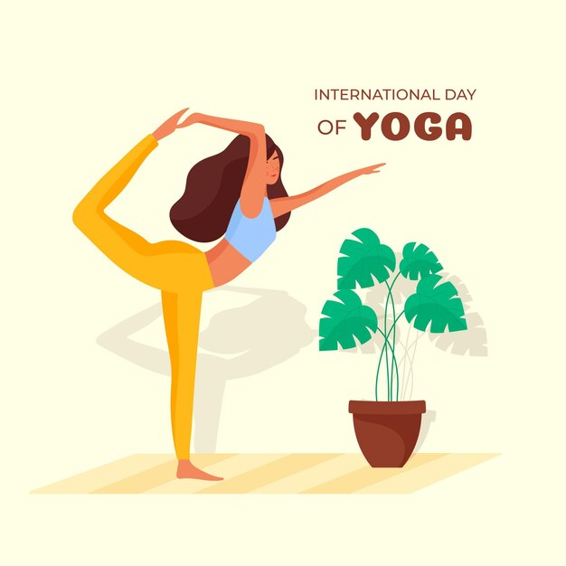 Diseño plano día internacional del yoga