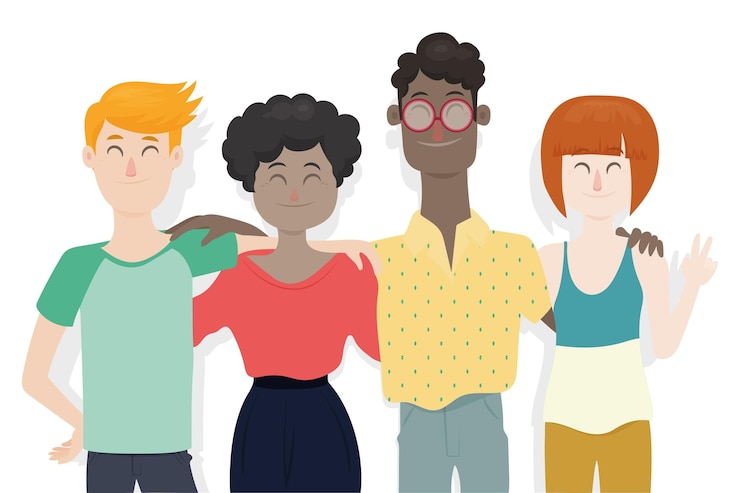 Vector gratuito diseño plano día de la juventud: personas abrazándose juntas