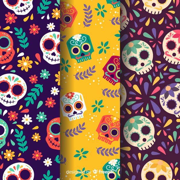 Diseño plano dia de muertos patrón