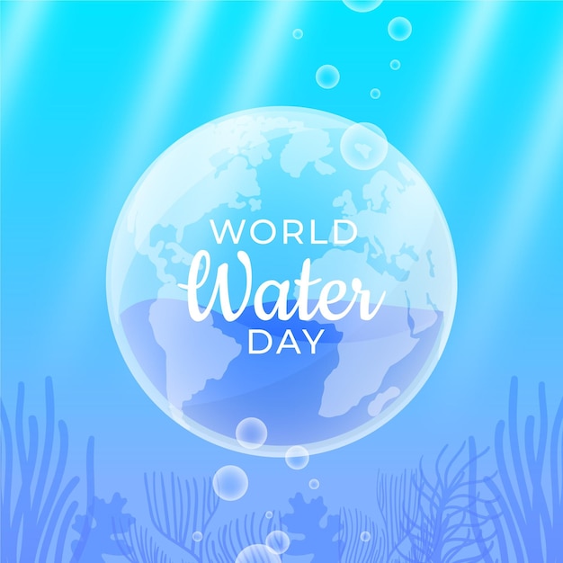Diseño plano día mundial del agua submarina