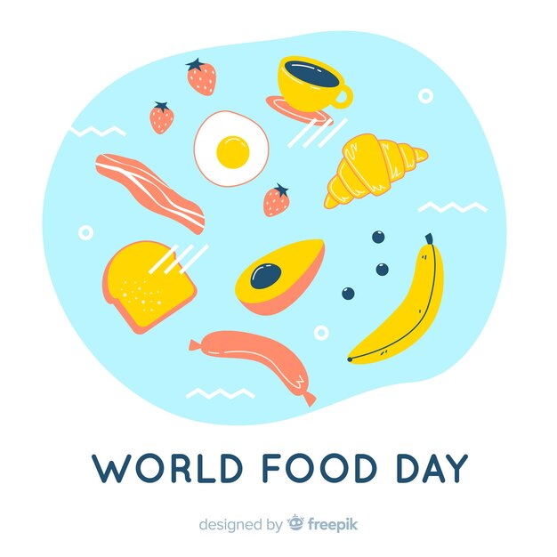 Vector gratuito diseño plano del día mundial de la alimentación.