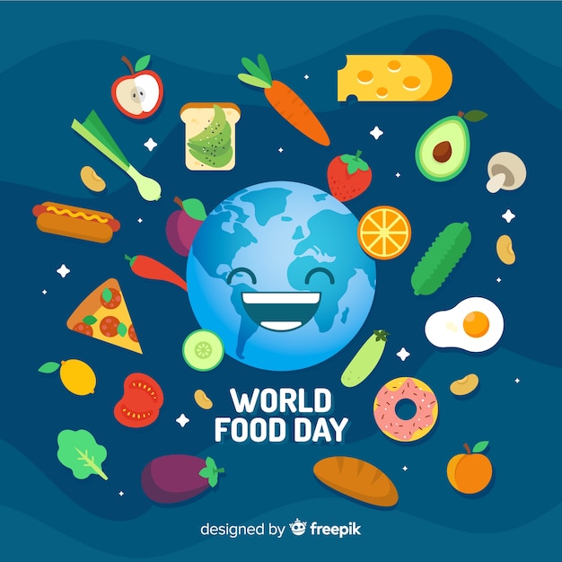 Vector gratuito diseño plano del día mundial de la alimentación.