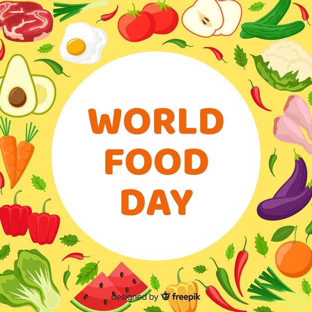 Diseño plano día mundial de la comida con tomate