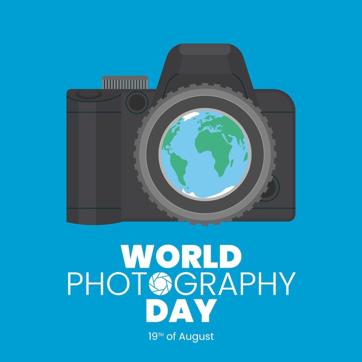 Vector gratuito diseño plano del día mundial de la fotografía