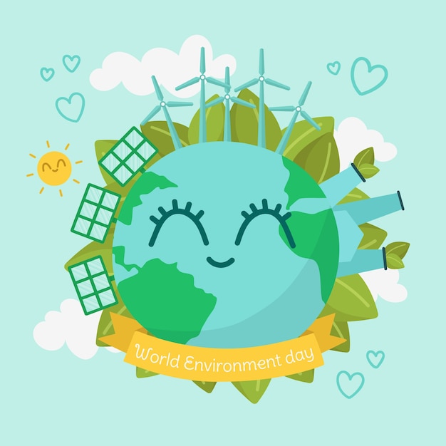 Vector gratuito diseño plano día mundial del medio ambiente