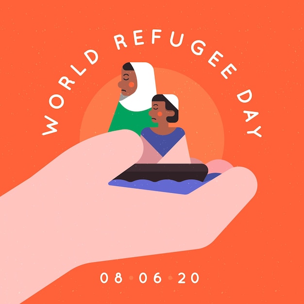 Vector gratuito diseño plano del día mundial de los refugiados ilustrado