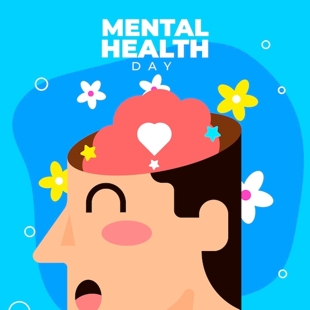 Vector gratuito diseño plano del día mundial de la salud mental