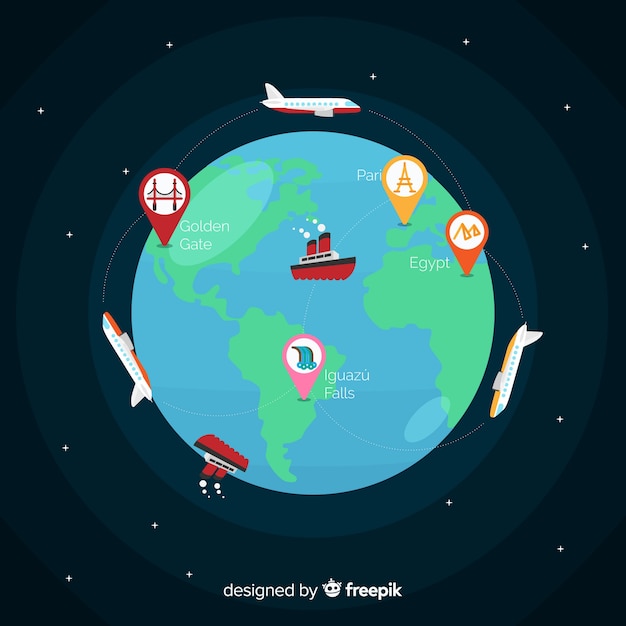 Diseño plano día mundial del turismo con tierra