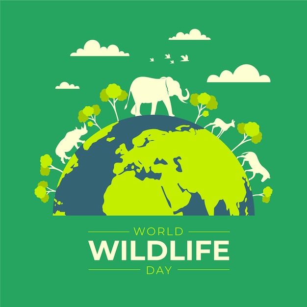 Vector gratuito diseño plano día mundial de la vida silvestre